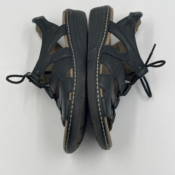 Taos Sandals Women 7 Black Ghilbert Leather Comfort Lace Up Outdoor Active Wedge - Picture 11 of 13